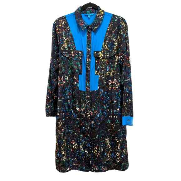 Derek Lam For Design Nation Black and Blue Shirt Dress Women's Size Large - Picture 2 of 9